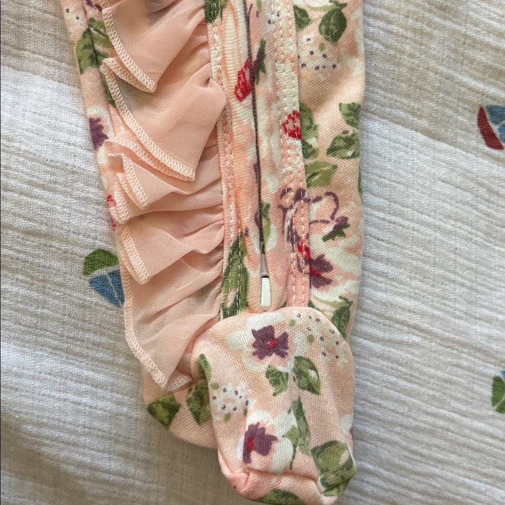 26. Baby Essentials Pink Floral Footie - Picture 3 of 3